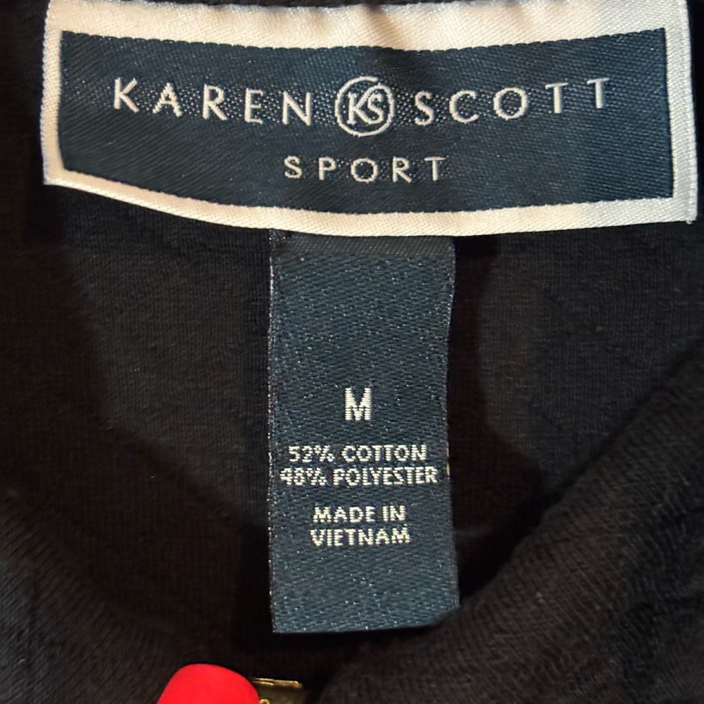 Karen Scott Sport Women’s Medium Black Quilted Vest with Gold Zipper Pockets - Picture 3 of 6